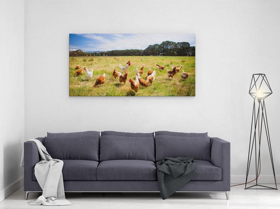Artaza - Peinture sur Toile - Poules dans l'Herbe - 120x60 - Groot - Photo sur Toile - Impression sur Toile