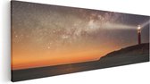 Artaza Canvas Schilderij Vuurtoren Texel in de Nacht  - 120x40 - Groot - Foto Op Canvas - Canvas Print