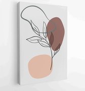 Canvas schilderij - Foliage line art drawing with abstract shape. Abstract Plant Art design for print, cover, wallpaper, Minimal and natural wall art. 1 -    – 1823785502 - 80*60 V