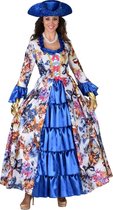 Magic By Freddy's - Middeleeuwen & Renaissance Kostuum - Markiezin Du Butterfly Vlinder - Vrouw - Blauw - Medium - Carnavalskleding - Verkleedkleding