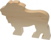 knutseldier leeuw junior 12 cm hout bruin