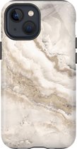 Apple iPhone 13 Mini Telefoonhoesje - Extra Stevig Hoesje - 2 lagen bescherming - Met Marmerprint - Marmer - Wit