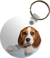 Sleutelhanger - Pup - Beagle - Emmer - Plastic - Rond - Uitdeelcadeautjes