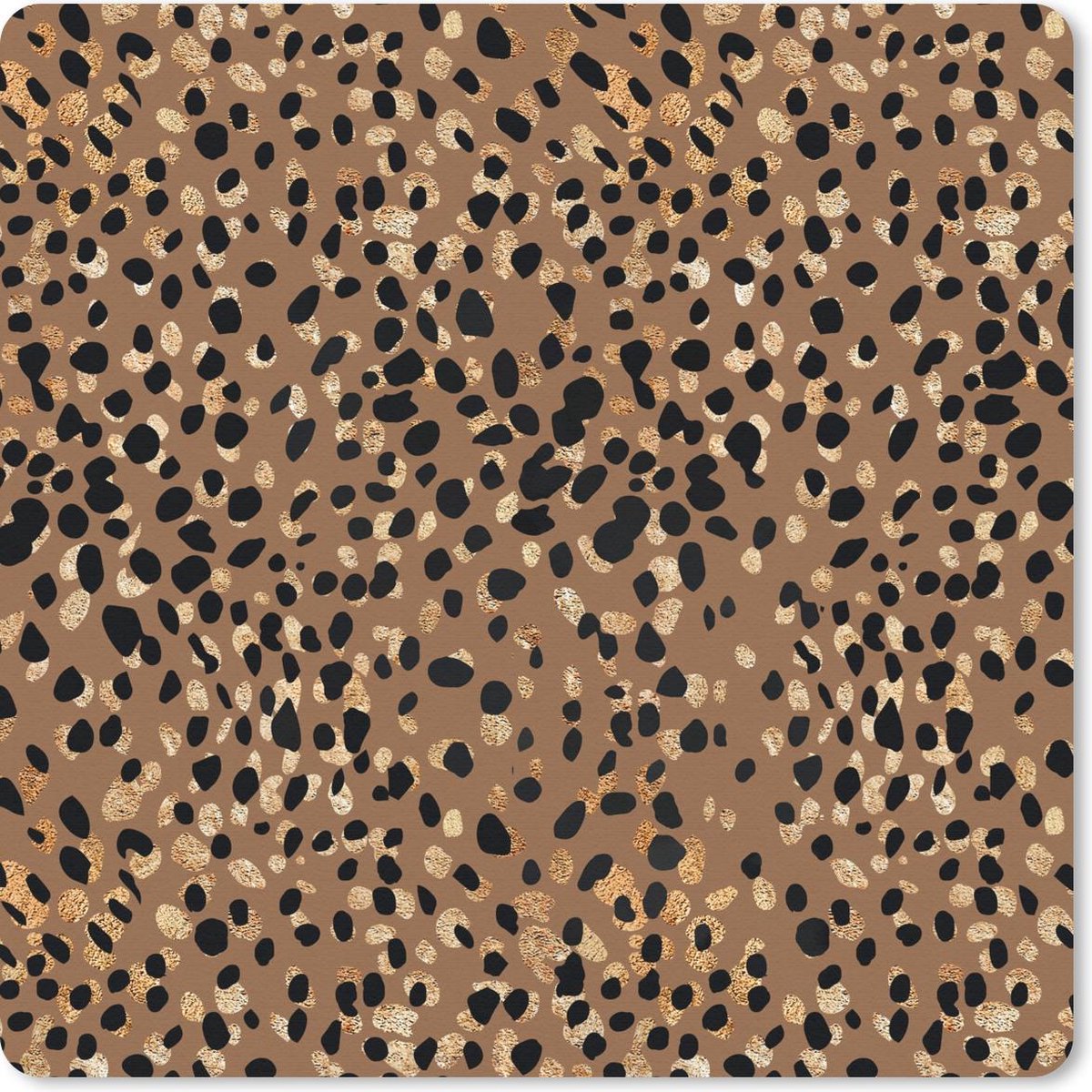 Muismat 20x20 cm - Mousepad Luipaard - Dierenprint - Goud - Muismatten