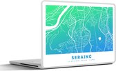Laptop sticker - 15.6 inch - Stadskaart - Seraing - Blauw - België - 36x27,5cm - Laptopstickers - Laptop skin - Cover