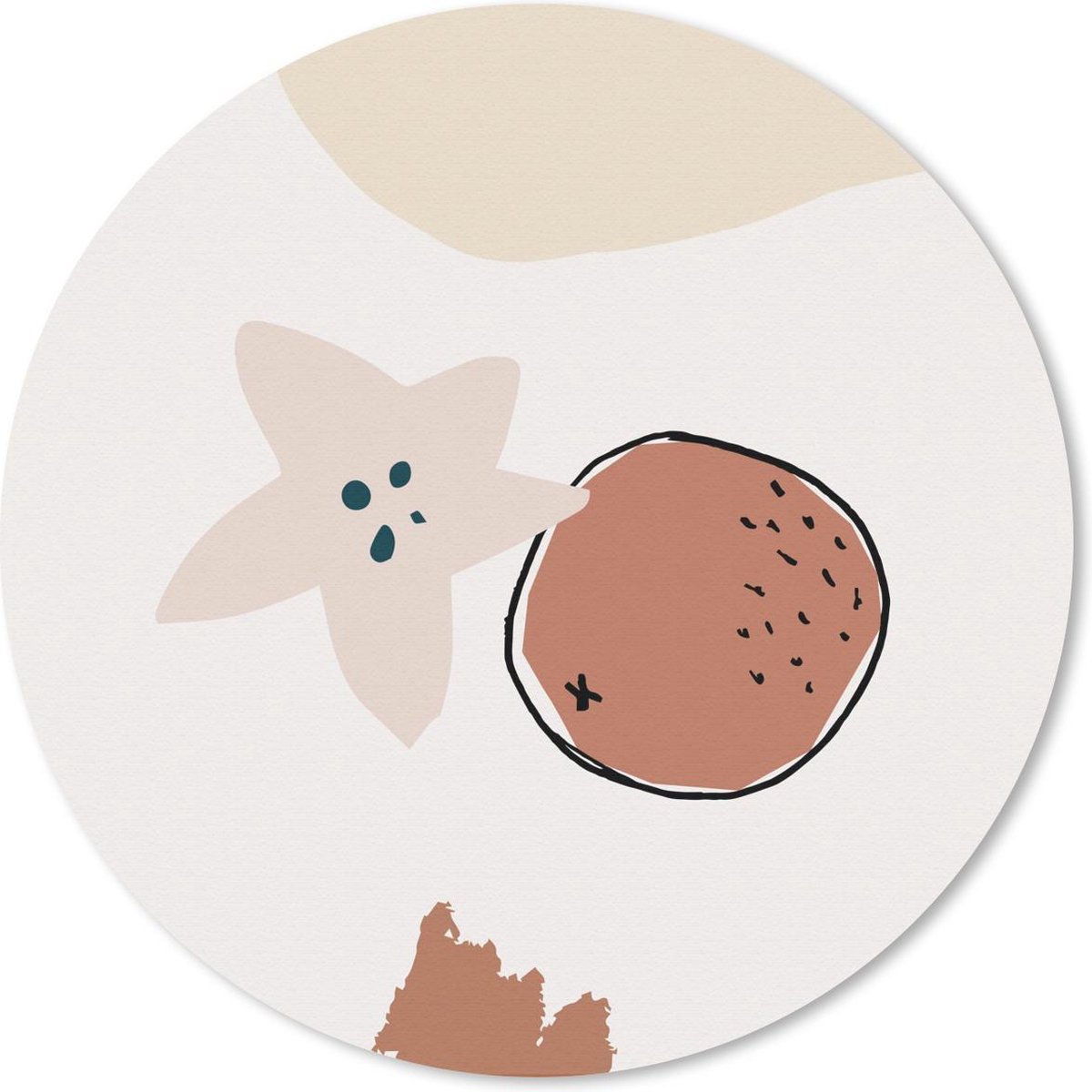 Muismat rond 30x30 cm - Mousepad Zomer - Kokosnoot - Ster - Ronde muismatten