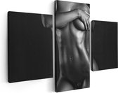 Artaza - Triptyque de peinture sur toile - Corps de femme nue - Erotiek - Zwart Wit - 90x60 - Photo sur toile - Impression sur toile