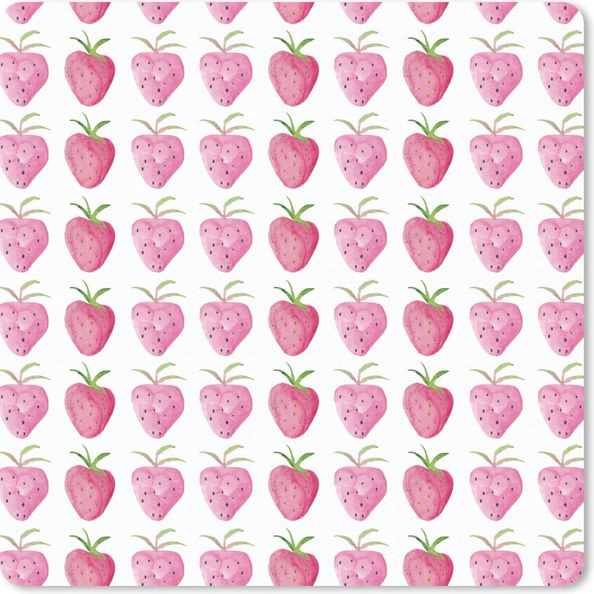 Muismat 20x20 cm - Mousepad Aardbei - Sjablonen - Waterverf - Muismatten