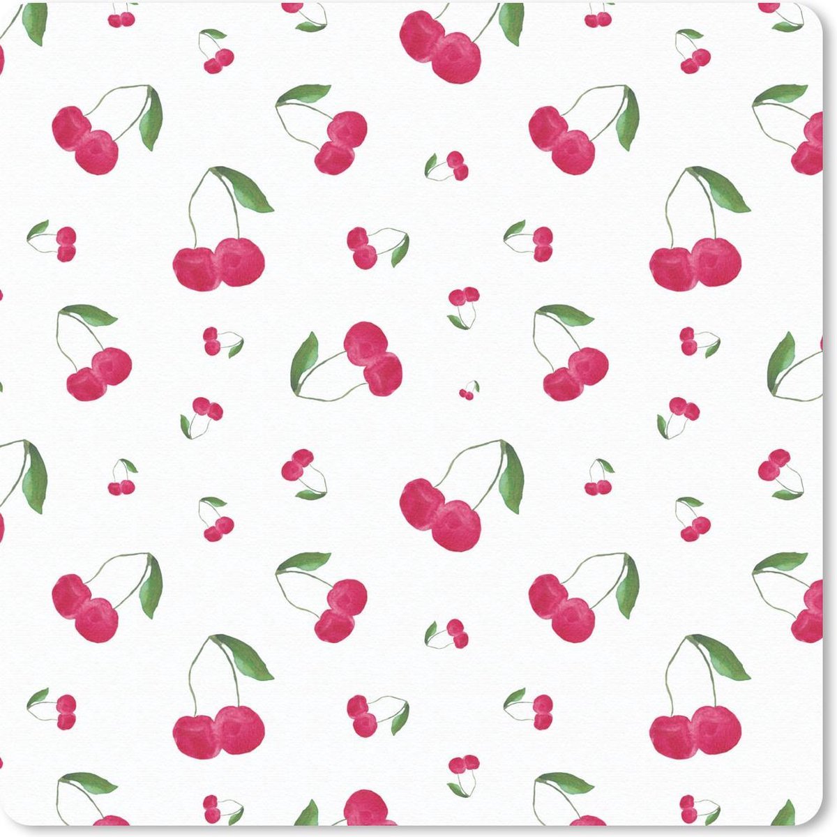 Muismat 20x20 cm - Mousepad Kers - Aquarelverf - Fruit - Muismatten
