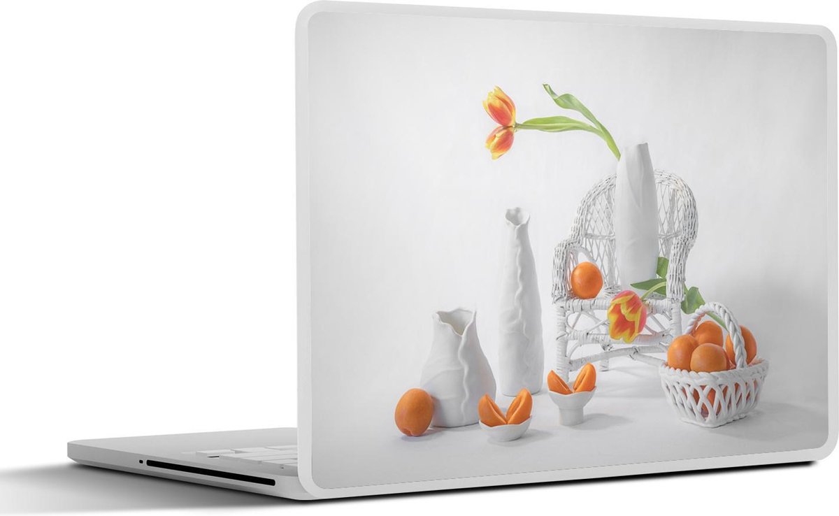 Afbeelding van product SleevesAndCases  Laptop sticker - 10.1 inch - Sinaasappel - Servies - Mand - Bloemen