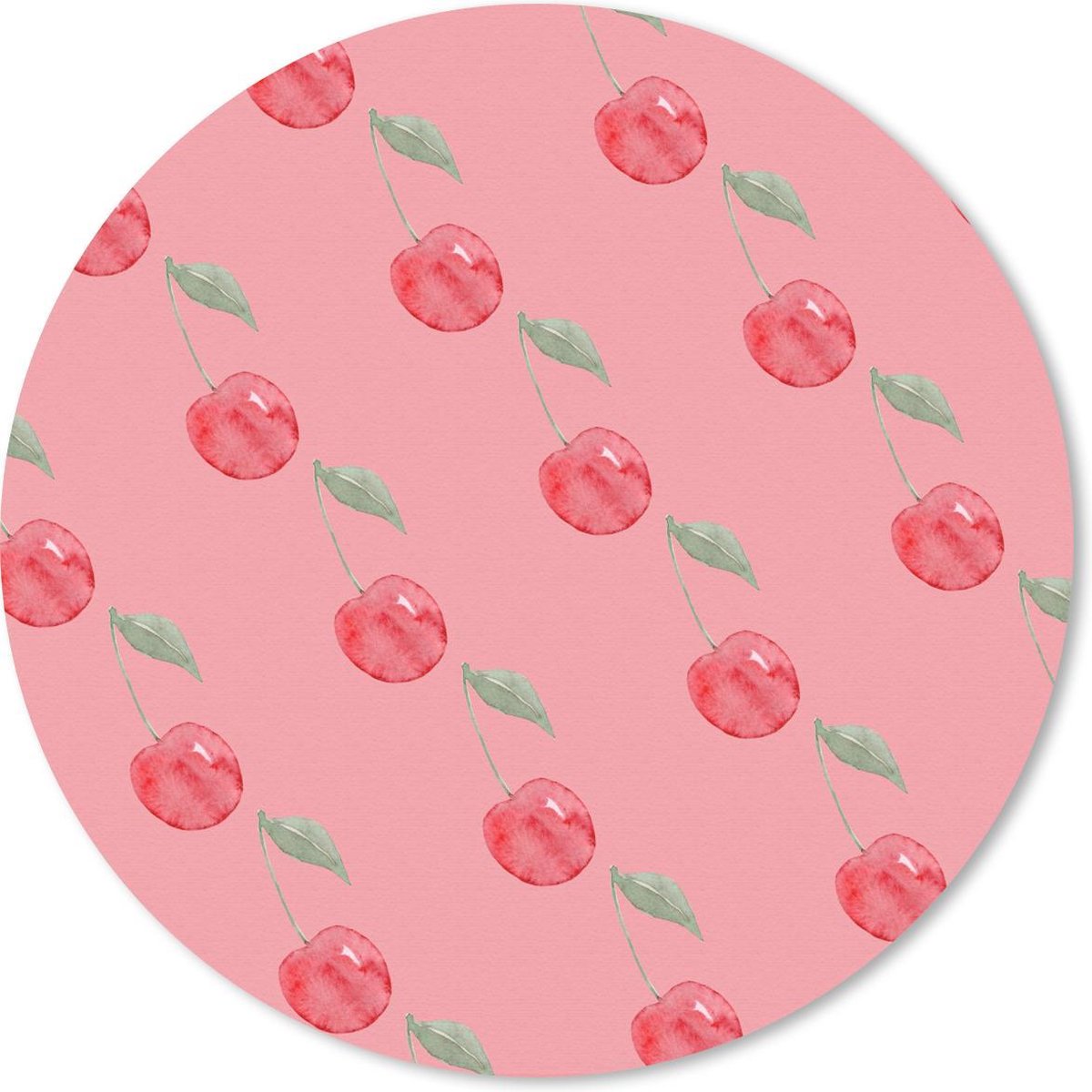 Muismat rond 40x40 cm - Mousepad Kersen - Waterverf - Roze - Ronde muismatten