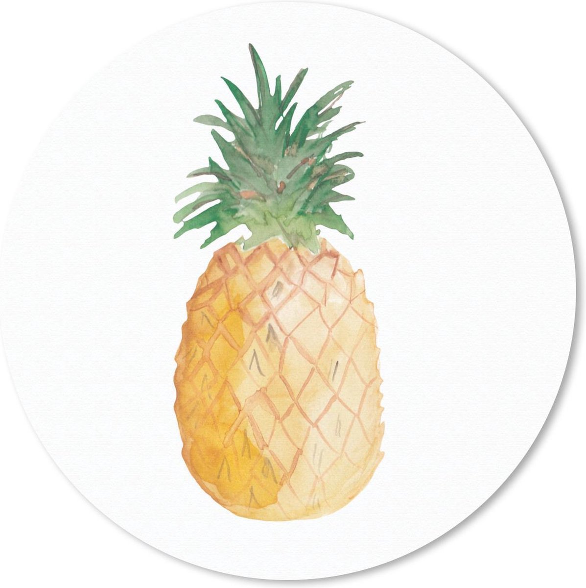 Muismat rond 40x40 cm - Mousepad Ananas - Aquarelverf - Wit - Ronde muismatten