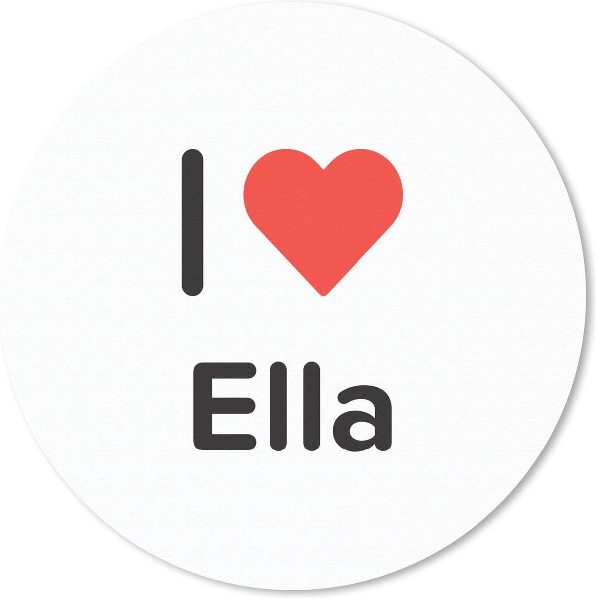 Muismat rond 20x20 cm - Mousepad I love - Ella - Meisje - Ronde muismatten