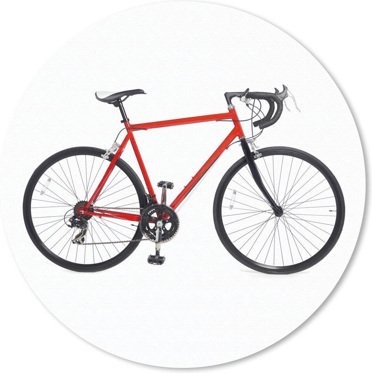 Muismat rond 20x20 cm - Mousepad Fiets - Rood - Wit - Racefiets - Ronde muismatten