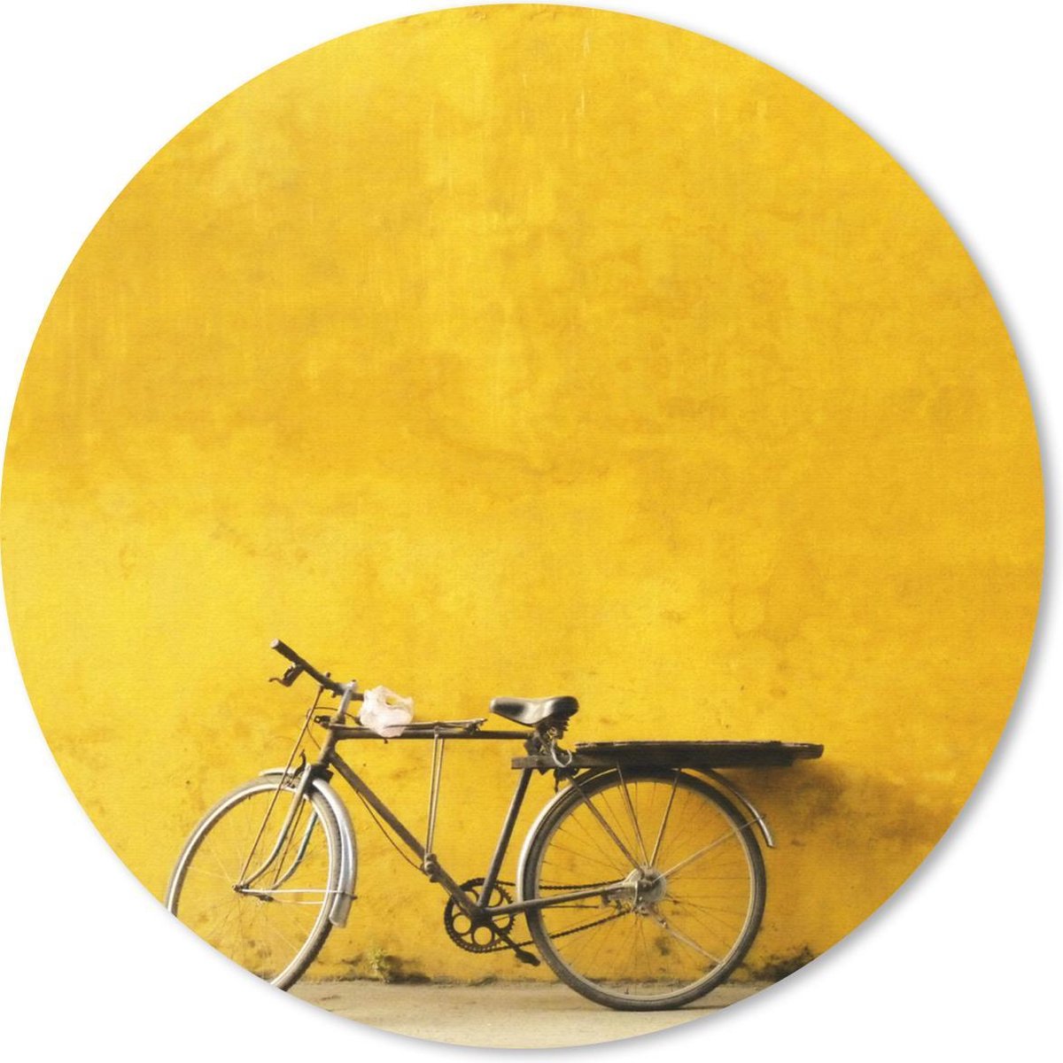 Muismat rond 20x20 cm - Mousepad Fiets - Zwart - Geel - Ronde muismatten