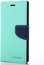 Telefoonhoesje geschikt voor Apple iPhone 13 Pro Max - Mercury Fancy Diary Wallet Case - Hoesje met Pasjeshouder - Licht Blauw/Donker Blauw
