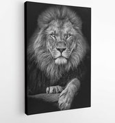 Canvas schilderij - Lion, King black and white -   635211587 - 40-30 Vertical