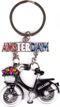 sleutelhanger Amsterdam Fiets staal zwart/zilver