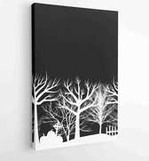 Canvas schilderij - Illustration of a dark night halloween background with pumpkies and and graves -  Productnummer 1812512134 - 80*60 Vertical