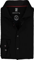 DESOTO slim fit overhemd - stretch tricot - zwart - Strijkvrij - Boordmaat: 37/38