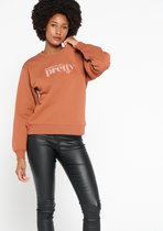 LOLALIZA Sweater met tekst - Camel - Maat XL