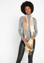 LOLALIZA Geblokte sjaal met gouden lurex - Taupe - Maat One size