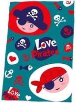 fleecedeken Love Pirates junior 150 x 100 cm blauw
