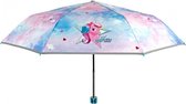 paraplu Unicorn 52 x 91 cm fiberglass roze/blauw