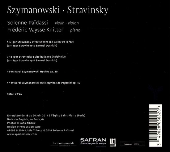 Solenne Païdassi & Frédéric Vaysse-Knitter - Szymanowski • Stravinsky (CD)