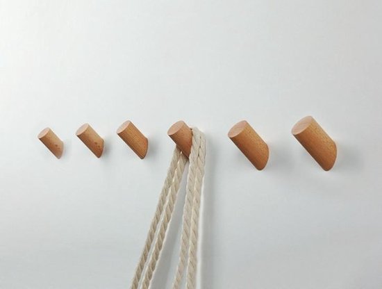 Set van 6 houten kledinghaken (kapstok), beuken