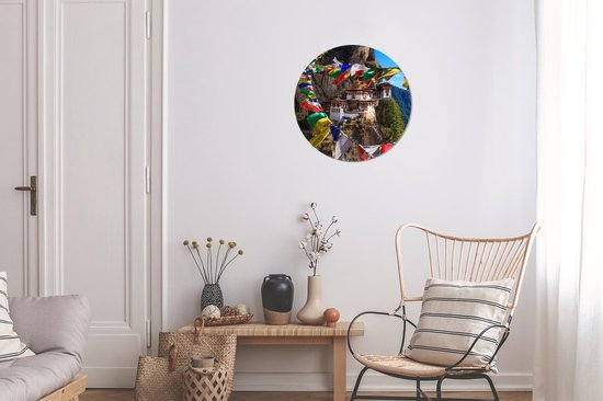 Wall Circle - Wall Circle Indoor - ⌀ 30 cm - Plastique - Bhoutan - Drapeaux - Montagnes