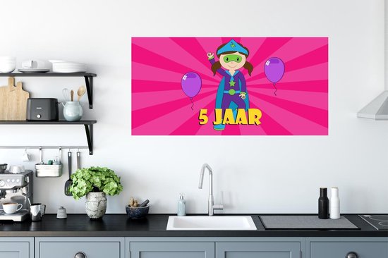 Stickers muraux - Film autocollant - Anniversaire - 5 ans - Ballons - 120x60 cm - Film adhésif - Stickers muraux muraux Chambre d'enfant - Papier peint autocollant - Papier peint autocollant - Film autocollant