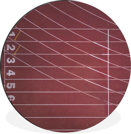 WallCircle - Wandcirkel - Muurcirkel - Atletiek - Wit - Lijn - Aluminium - Dibond - ⌀ 60 cm - Binnen en Buiten