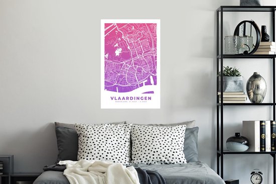 Stickers Stickers muraux - Plan de la ville - Vlaardingen - Violet - Pays- Nederland - 40x60 cm - Feuille adhésive - Carte
