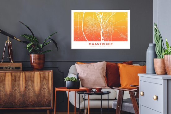 Stickers muraux - Plan de la ville - Nederland - Pays-Bas - Oranje - 90x60 cm - Feuille adhésive - Carte