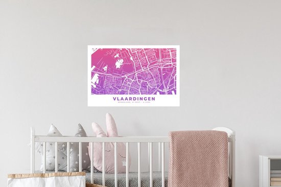 Stickers Stickers muraux - Plan de la ville - Vlaardingen - Pays- Nederland - Violet - 60x40 cm - Feuille adhésive - Carte