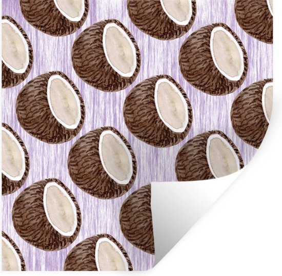 Stickers muraux - Noix de coco - Violet - Wit - 100x100 cm - Feuille adhésive XXL