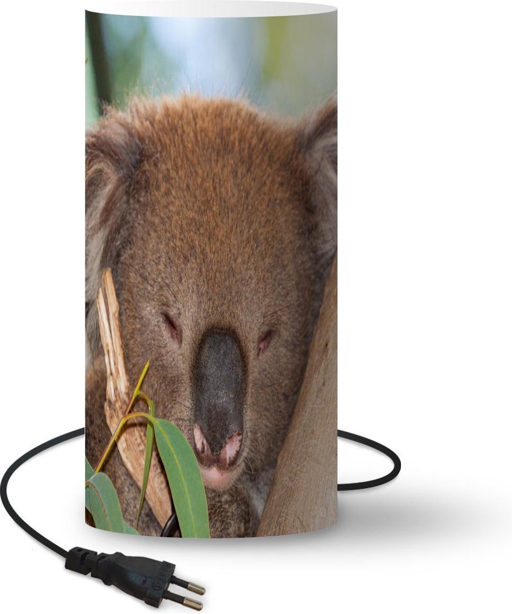 Lamp - Nachtlampje - Tafellamp slaapkamer - Koala - Bladeren- Grijs - 54 cm hoog - Ø24.8 cm - Inclusief LED lamp