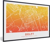 Fotolijst incl. Poster - Stadskaart - Delft - Geel - 30x20 cm - Posterlijst - Plattegrond