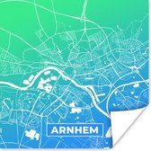 Poster Stadskaart - Arnhem - Blauw - Groen - 100x100 cm XXL - Plattegrond