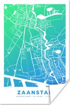 Poster Plan de la ville - Zaanstad - Nederland - Blauw - 60x90 cm