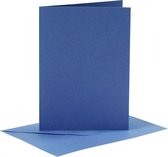 set van 6 blanco kaarten en enveloppen 10,5x15 cm blauw