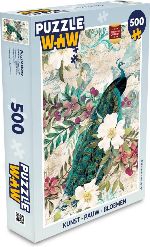 Puzzle Art - Paon - Fleurs - Planet'Puzzles - Puzzle 500 pièces | bol.com