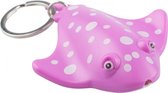 sleutelhanger Platvis met lampje roze junior 7,8 cm