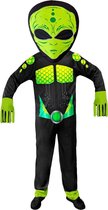 Widmann - Alien Kostuum - Gifgroen Science Fiction Ruimtemonster Kostuum - Groen, Zwart - Large / XL - Carnavalskleding - Verkleedkleding