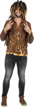 Wilbers - Hippie Kostuum - Relax Dude Hippie Jaren 60 Shirt Man - bruin - Maat 48 - Carnavalskleding - Verkleedkleding