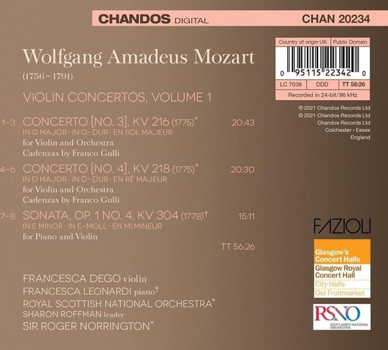 Mozart: Violin Concertos, KV216 & KV218