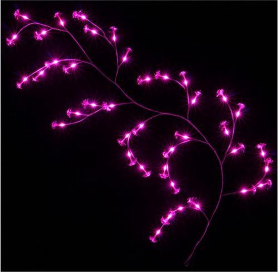 Lichte tak bloemen in optische vezels 40led 2m roze - Plastic - Roze - SILUMEN