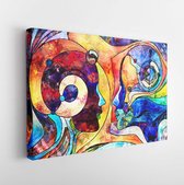 Canvas schilderij - Stained Glass Forever series. Background design of color fragments, shape patterns and symbols on the subject of art, space division and design  -     771691588