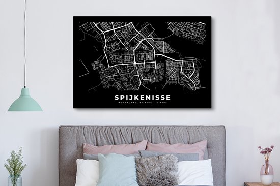 Carte Peinture sur Toile - Spijkenisse - Zwart - 150x100 cm - Décoration murale